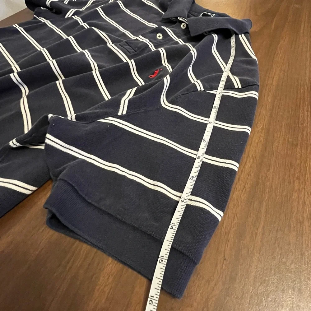 Polo by Ralph Lauren Shirt Short Sleeve Navy White Striped Mens XL Vintage Style